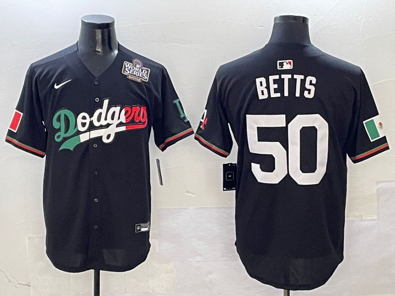 Men Los Angeles Dodgers 50 Betts Black Mexico Nike 2025 MLB Jersey style 7